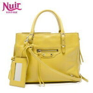 Balenciaga The Paper Leather Shoulder Bag Yellow